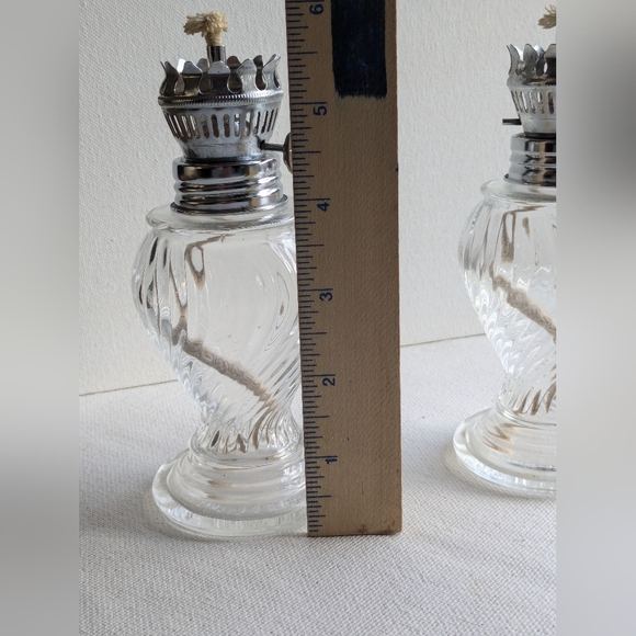 Vintage Lamplight Farm's Crystal Mini Oil Lamps Kerosene Set of Two C-3 - Picture 9 of 10